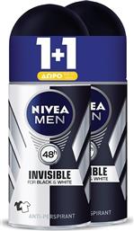 Nivea Men Invisible for Black & White Anti-perspirant Αποσμητικό 48h σε Roll-On 2x50ml από το Pharm24