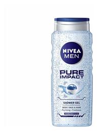 Nivea Men Pure Impact Αφρόλουτρο σε Gel για Άνδρες για Πρόσωπο , Μαλλιά & Σώμα 500ml