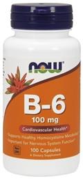 Now Foods B-6 Βιταμίνη για την Υγεία του Νευρικού Συστήματος 100mg 100 κάψουλες