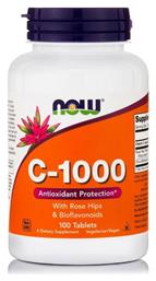 Now Foods C-1000 With Rose Hips And Bioflavonoids Βιταμίνη για Ενέργεια & Ανοσοποιητικό 1000mg 100 ταμπλέτες