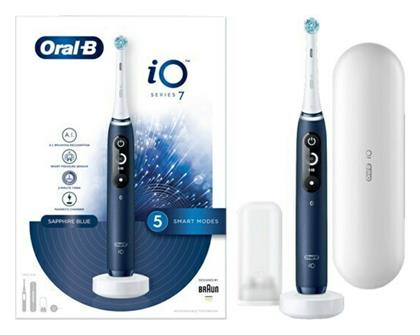 Oral-B IO Series 7 Ηλεκτρική Οδοντόβουρτσα με Χρονομετρητή, Αισθητήρα Πίεσης και Θήκη Ταξιδίου Sapphire Blue
