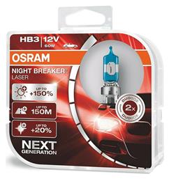 Osram Λάμπες Αυτοκινήτου Night Breaker Laser +150% HB3-9005 Αλογόνου 12V 60W 2τμχ από το Saveltrade