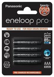 Panasonic Eneloop Pro Επαναφορτιζόμενες Μπαταρίες AAA Ni-MH 930mAh 1.2V 4τμχ