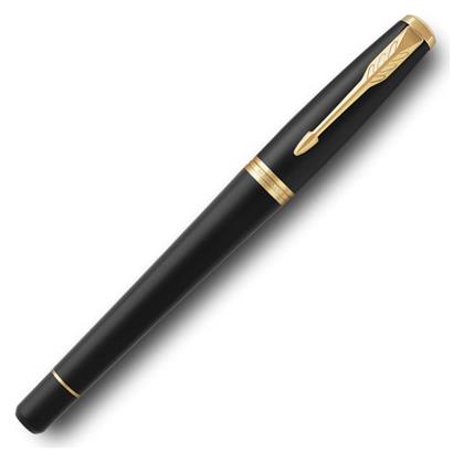 Parker Core Muted Black GT Πένα Γραφής με Δερμάτινη Θήκη Καφέ