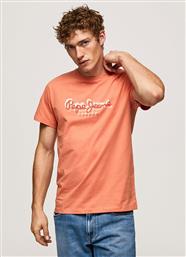 Pepe Jeans Ανδρικό T-shirt Πορτοκαλί με Λογότυπο