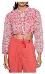 Pepe Jeans Γυναικείο Crop Top με Μανίκι 3/4 Καλοκαιρινό Floral Κόκκινο από το Z-mall