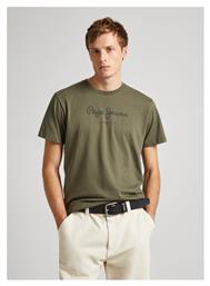 Pepe Jeans Printed Ανδρική Μπλούζα Military Green