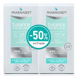 Pharmasept Balance Mild Deo Αποσμητικό 24h σε Roll-On Χωρίς Αλουμίνιο 2x50ml από το Pharm24