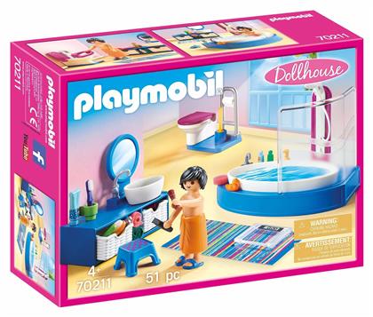 Playmobil Dollhouse Πολυτελές Λουτρό με Μπανιέρα για 4 ετών από το Moustakas Toys