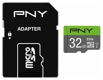 PNY Elite microSDHC 32GB Class 10 U1 UHS-I με αντάπτορα