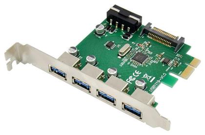 Powertech Κάρτα PCIe σε 4 θύρες USB 3.0