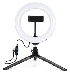 Puluz Ring Light LED Ring Vlogging 20cm 3200-6500K με Επιτραπέζιο Τρίποδο και Βάση για Κινητό από το e-shop