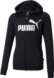 Puma Αθλητική Παιδική Ζακέτα Φούτερ με Κουκούλα Μαύρη Essentials