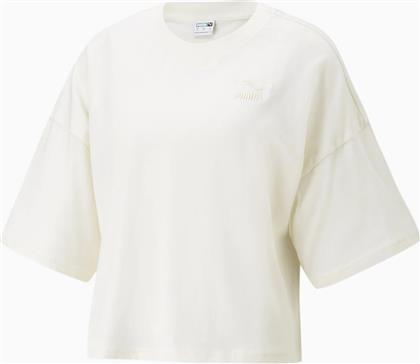 Puma Classics Γυναικείο Αθλητικό Crop T-shirt Λευκό