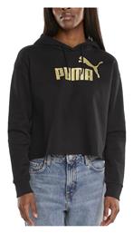 Puma Cropped Γυναικείο Φούτερ με Κουκούλα Μαύρο