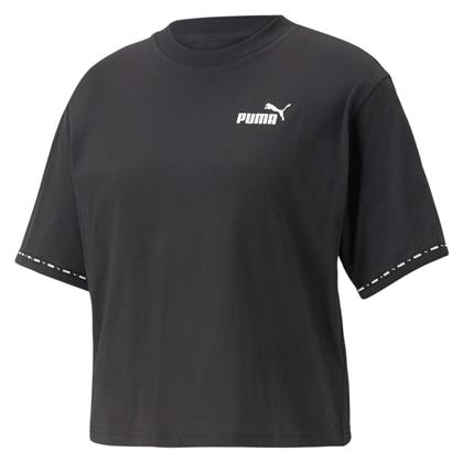 Puma Power Tape Γυναικείο Αθλητικό Crop T-shirt Μαύρο