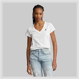 Ralph Lauren Γυναικείο T-shirt με V Λαιμόκοψη Λευκό