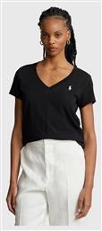Ralph Lauren Γυναικείο T-shirt με V Λαιμόκοψη Μαύρο