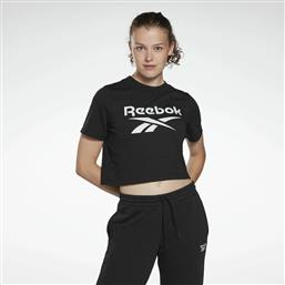 Reebok Identity Γυναικείο Αθλητικό Crop Top Κοντομάνικο Μαύρο Μαύρο