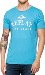 Replay Ανδρικό T-shirt Γαλάζιο Με Λογότυπο