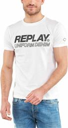 Replay Ανδρικό T-shirt Λευκό με Λογότυπο από το Plus4u