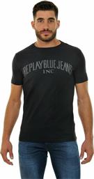 Replay Ανδρικό T-shirt Μαύρο Με Λογότυπο