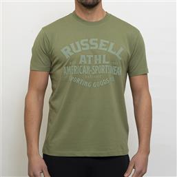 Russell Athletic Ανδρικό T-shirt Χακί με Στάμπα από το Plus4u