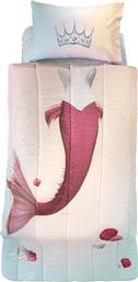 Saint Clair Σετ Παιδικό Κουβερλί Μονό με Μαξιλαροθήκη Mermaid Ροζ 160x230εκ.
