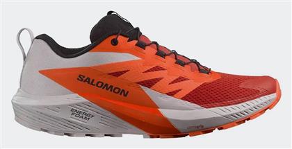 Salomon Sense Ride 5 Ανδρικά Αθλητικά Παπούτσια Trail Running Lunar Rock / Shocking Orange / Fiery Red