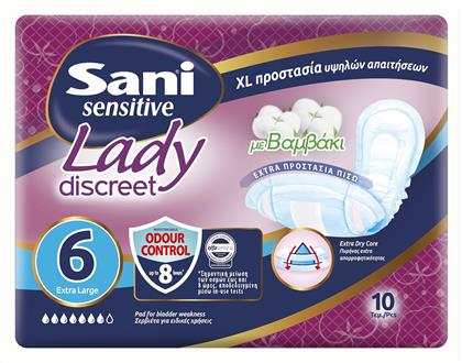 Sani Sensitive Lady Extra Large No6 Γυναικείες Σερβιέτες Ακράτειας Αυξημένης Ροής 6 Σταγόνες 10τμχ από το Pharm24