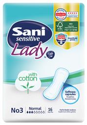 Sani Sensitive Lady Normal No3 Γυναικείες Σερβιέτες Ακράτειας Κανονικής Ροής 3 Σταγόνες 16τμχ