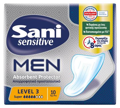 Sani Sensitive Men Super Level 3 Ανδρικές Σερβιέτες Ακράτειας Κανονικής Ροής 5 Σταγόνες 10τμχ από το e-Fresh