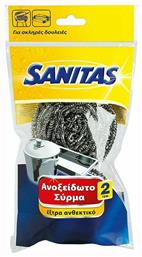 Sanitas Heavy Duty Σετ Συρμάτινα Σφουγγάρια Πιάτων Ασημί 2τμχ