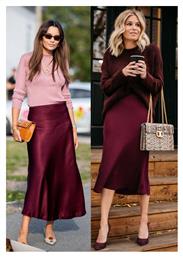 Σατέν Maxi Φούστα Burgundy