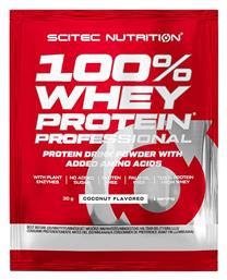 Scitec Nutrition 100% Whey Professional With Added Amino Acids Πρωτεΐνη Ορού Γάλακτος Χωρίς Γλουτένη με Γεύση Coconut 30gr