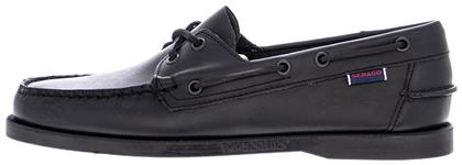 Sebago Docksides Portland Δερμάτινα Ανδρικά Boat Shoes σε Μαύρο Χρώμα από το Mustshoes