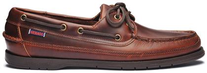 Sebago Schooner Δερμάτινα Ανδρικά Boat Shoes σε Καφέ Χρώμα από το Mustshoes