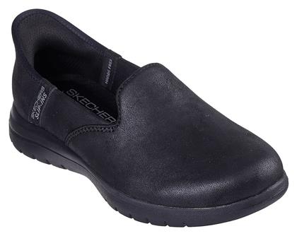 Skechers Δερμάτινα Γυναικεία Slip-On Μαύρα