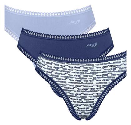 Sloggi Βαμβακερά Γυναικεία Slip 3Pack Μπλέ