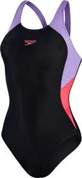 Speedo Colourblock Splice Muscleback Αθλητικό Ολόσωμο Μαγιό Black/Lilac από το Cosmos Sport