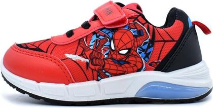 Spiderman Παιδικά Sneakers Ανατομικά με Φωτάκια Κόκκινα