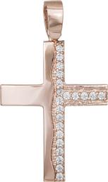 Σταυροί Βάπτισης - Αρραβώνα Ροζ gold σταυρός για κορίτσι 14Κ 030499 030499 Γυναικείο Χρυσός 14 Καράτια