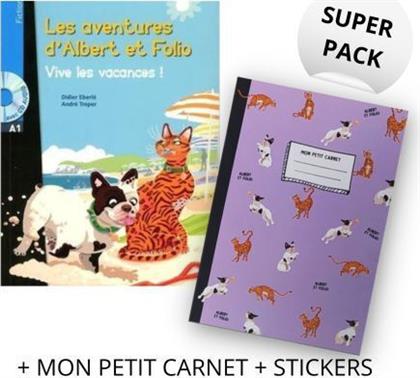 Super Pack Albert et Folio Vive les Vacances!, (+ Mon Petit Carnet + Stickers)