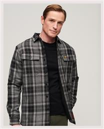 Superdry Ανδρικό Πουκάμισο Overshirt Μακρυμάνικo Καρό Μαύρο από το Z-mall