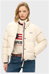 Superdry Cropped Γυναικείο Αθλητικό Μπουφάν Off White από το Karakikes