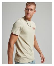 Superdry D1 Ovin Vintage Ανδρικό T-shirt Μπεζ με Λογότυπο