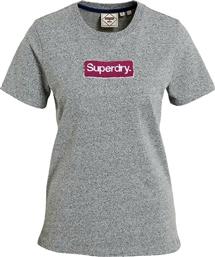 Superdry Γυναικείο T-shirt Γκρι με Στάμπα
