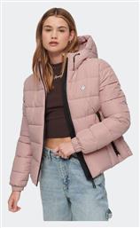 Superdry Κοντό Γυναικείο Puffer Μπουφάν Αδιάβροχο για Χειμώνα Ροζ από το Karakikes