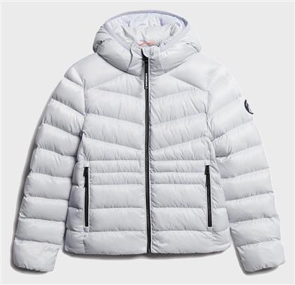 Superdry Κοντό Γυναικείο Puffer Μπουφάν για Χειμώνα Γκρι από το Karakikes