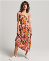 Superdry Ovin Midi Καλοκαιρινό All Day Φόρεμα με Τιράντα Mixed Print Coral από το Z-mall